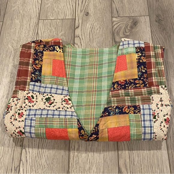 Vintage Patch Magic Quilted Reversible Vest Size XL Patchwork/Plaid Green/Button - Picture 15 of 15